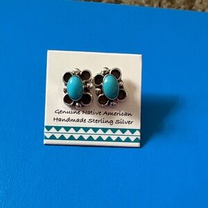Cora Cachini Navajo Sterling Silver Turquoise Stud Earrings NWT